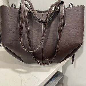 Polene Dark Brown Leather Shoulder Bag